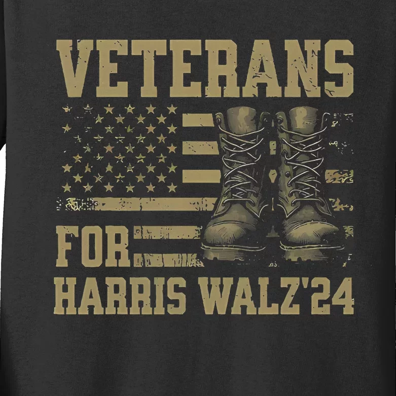 Veterans For Harris Walz Waltz 2024 Presidential Campaign Kids Long Sleeve Shirt