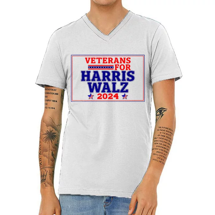 Veterans For Harris Walz 2024 Vote Harris Waltz Election V-Neck T-Shirt