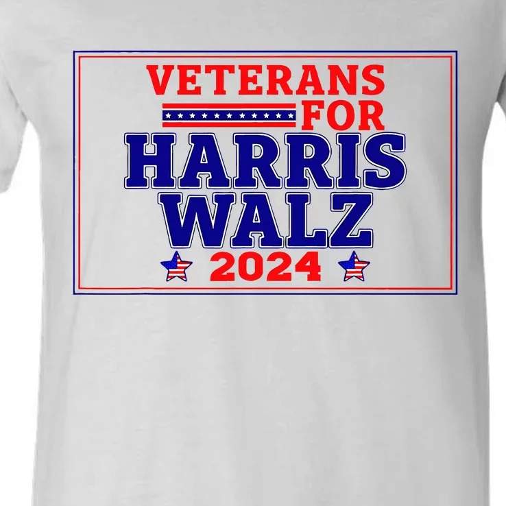 Veterans For Harris Walz 2024 Vote Harris Waltz Election V-Neck T-Shirt