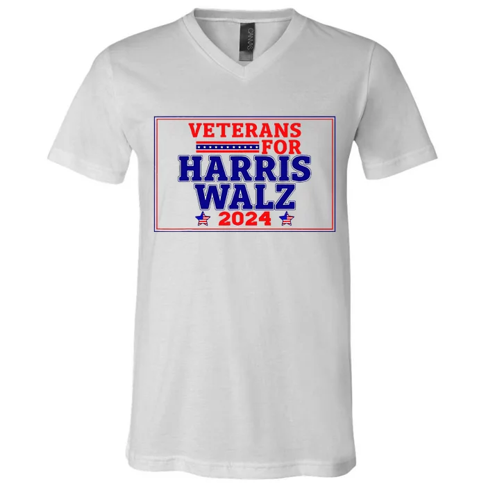 Veterans For Harris Walz 2024 Vote Harris Waltz Election V-Neck T-Shirt