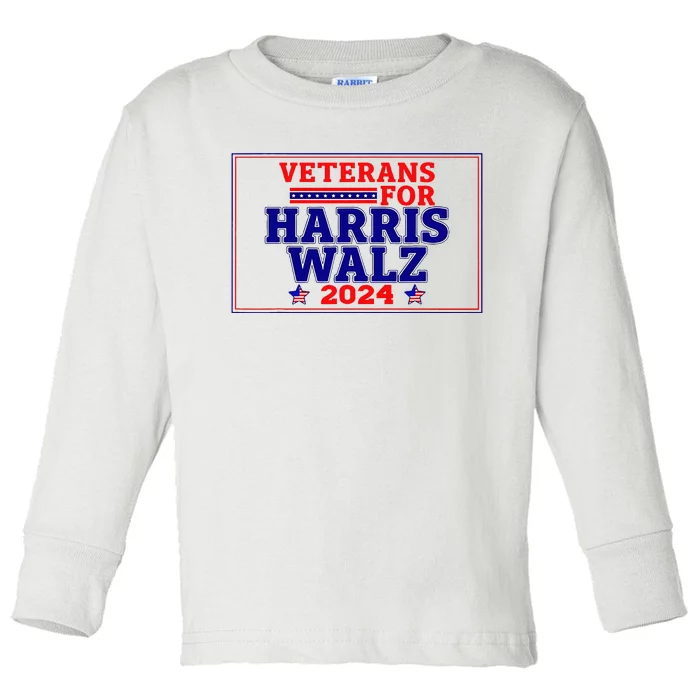 Veterans For Harris Walz 2024 Vote Harris Waltz Election Toddler Long Sleeve Shirt