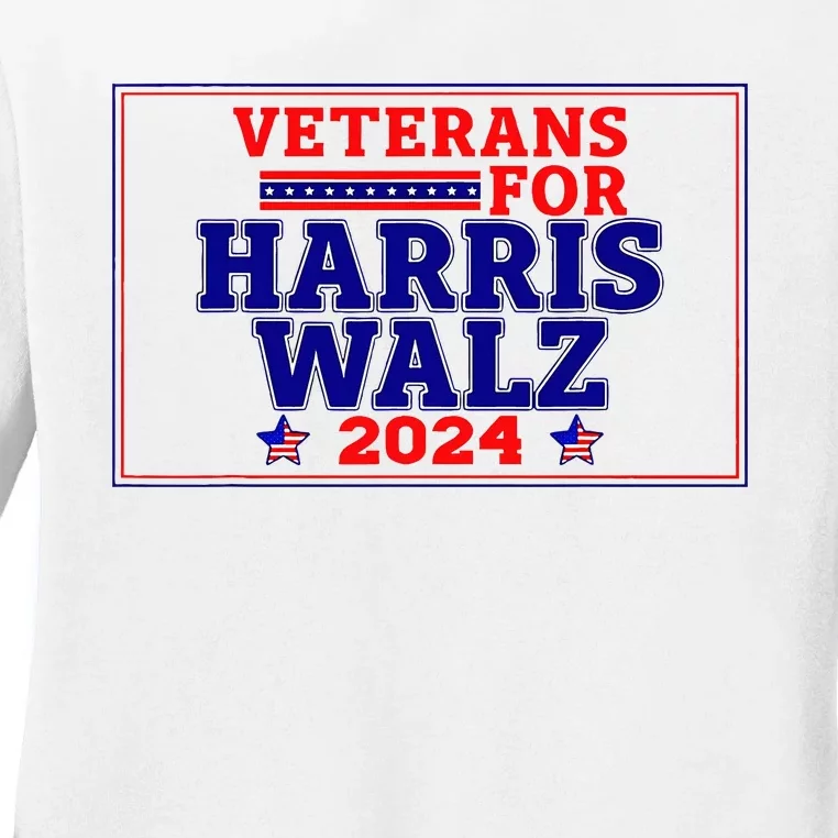 Veterans For Harris Walz 2024 Vote Harris Waltz Election Ladies Long Sleeve Shirt