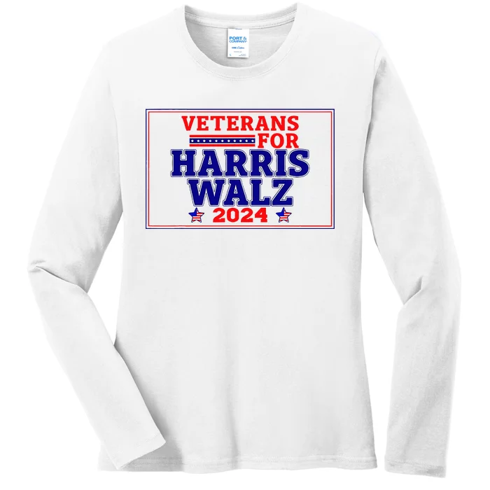 Veterans For Harris Walz 2024 Vote Harris Waltz Election Ladies Long Sleeve Shirt