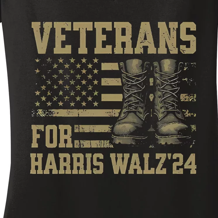 Veterans For Harris Walz Waltz 2024 Presidential Campaign Women's V-Neck T-Shirt