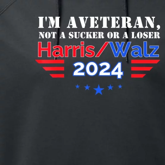 Veteran For Harris Walz For President 2024 Performance Fleece Hoodie