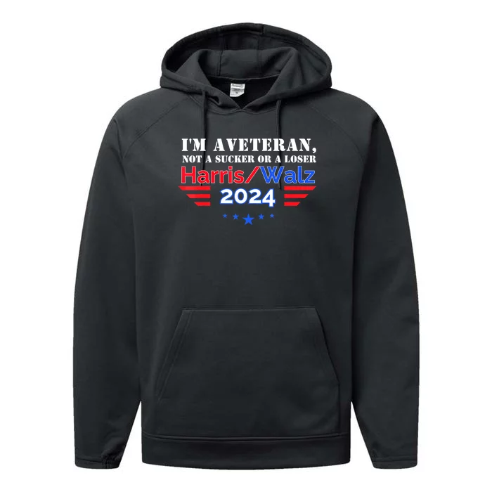 Veteran For Harris Walz For President 2024 Performance Fleece Hoodie