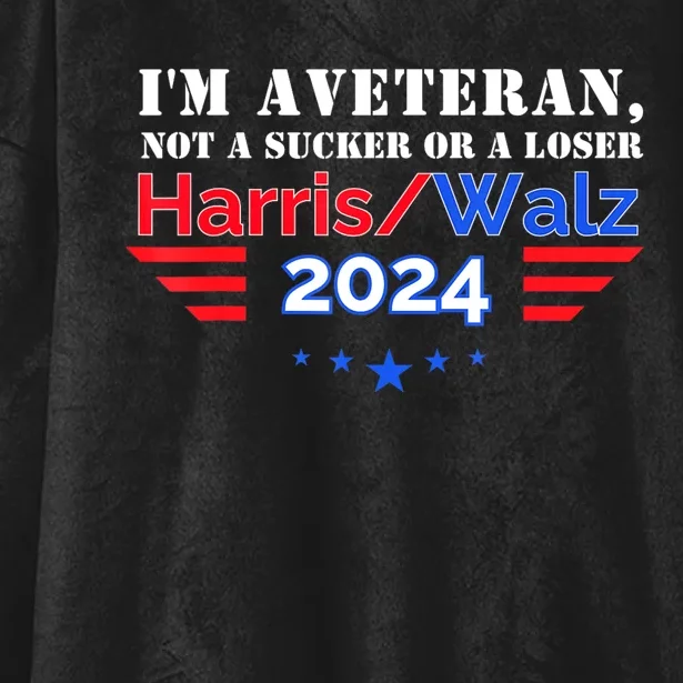 Veteran For Harris Walz For President 2024 Hooded Wearable Blanket