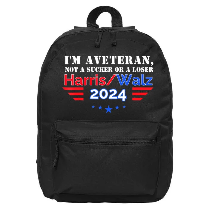 Veteran For Harris Walz For President 2024 16 in Basic Backpack