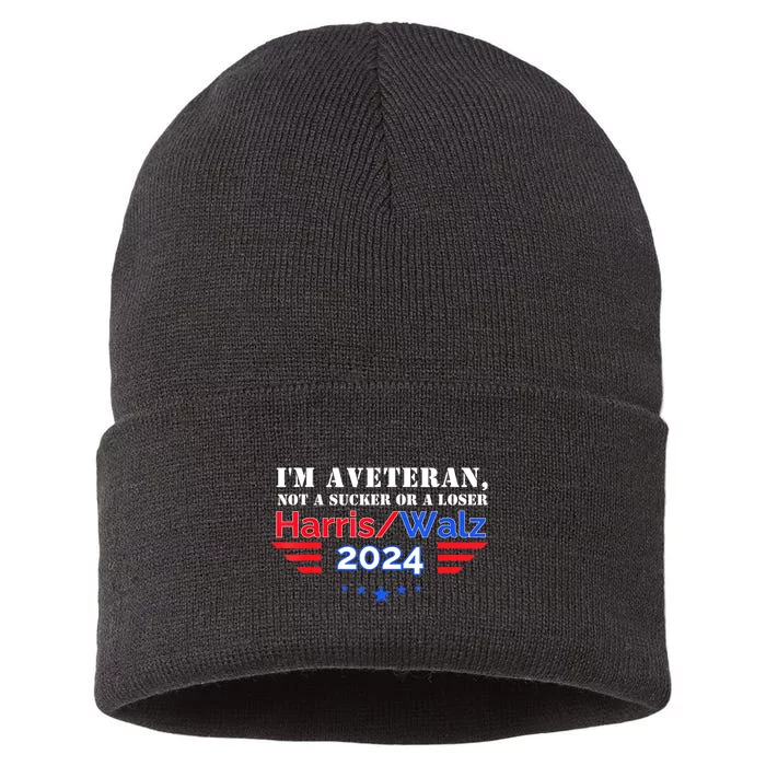 Veteran For Harris Walz For President 2024 Sustainable Knit Beanie