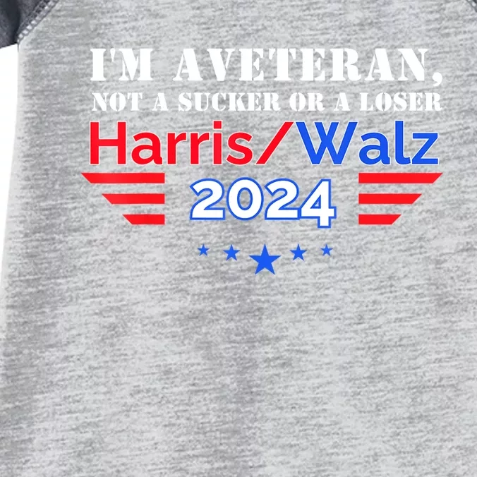 Veteran For Harris Walz For President 2024 Infant Baby Jersey Bodysuit