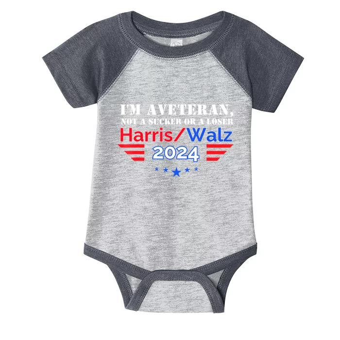 Veteran For Harris Walz For President 2024 Infant Baby Jersey Bodysuit