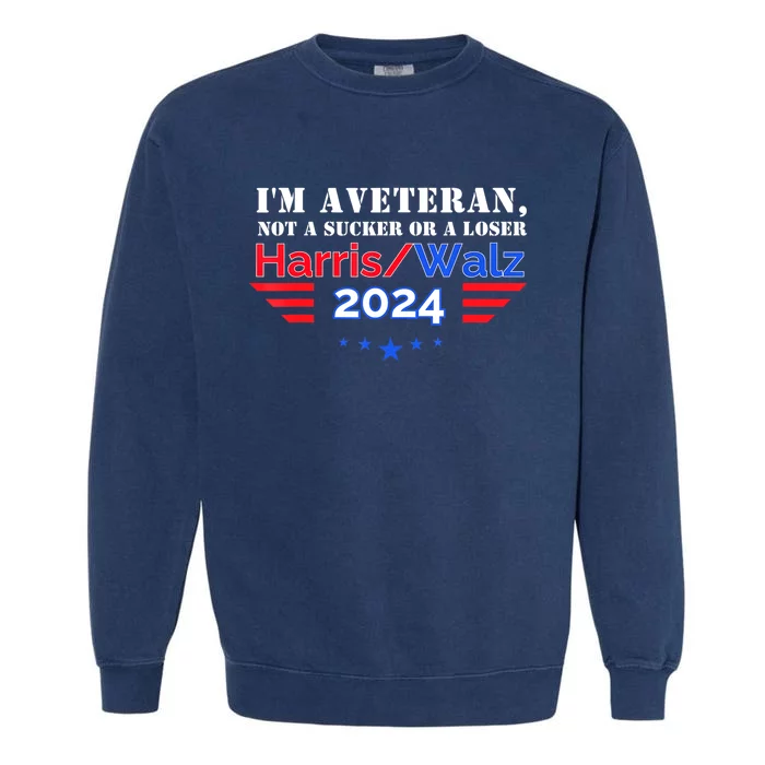 Veteran For Harris Walz For President 2024 Garment-Dyed Sweatshirt