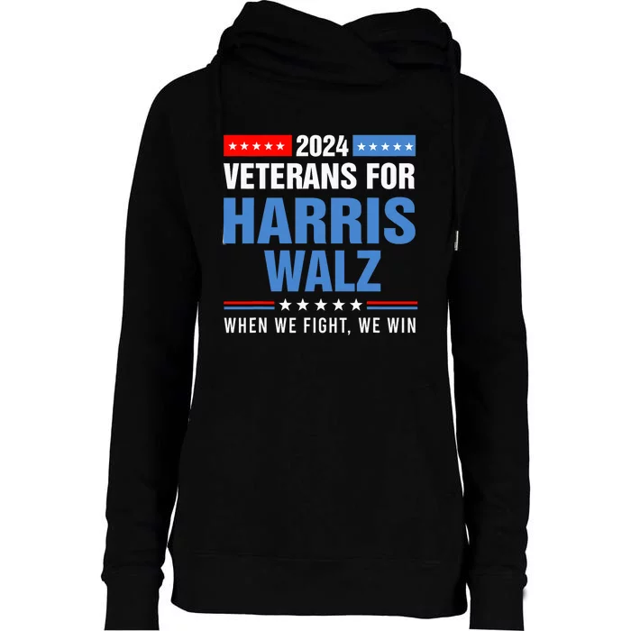 Veterans For Harris Walz 2024 Presidential Campaign Womens Funnel Neck Pullover Hood