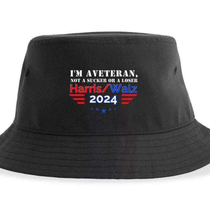 Veteran For Harris Walz For President 2024 Sustainable Bucket Hat