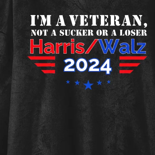 Veteran For Harris Walz For President 2024 Hooded Wearable Blanket