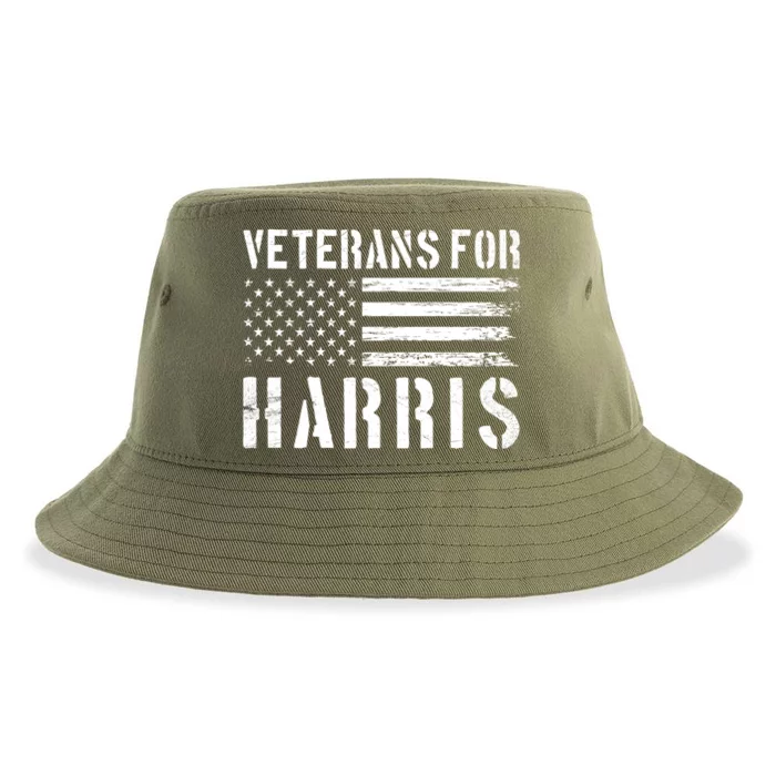 Veterans For Harris 2024 Military Vets Kamala Harris Sustainable Bucket Hat