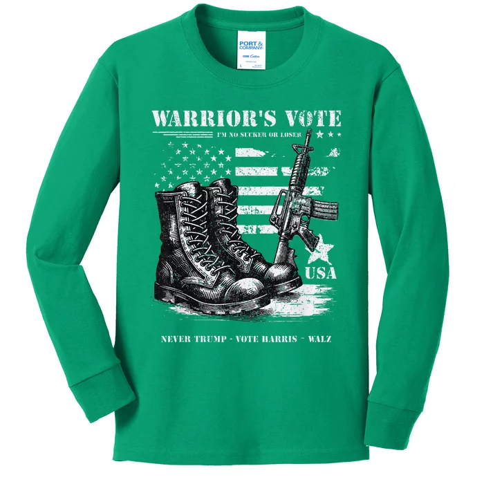 Veterans For Harris Walz 2024 Military Vets Never Trump Kids Long Sleeve Shirt