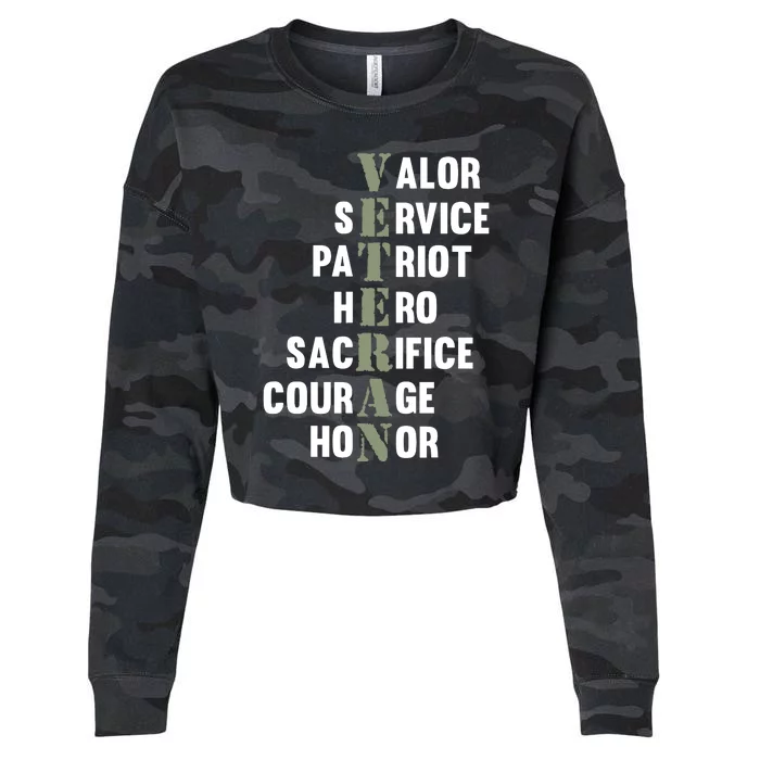 Veteran Facts Happy Veterans Day Support Graphic Cropped Pullover Crew