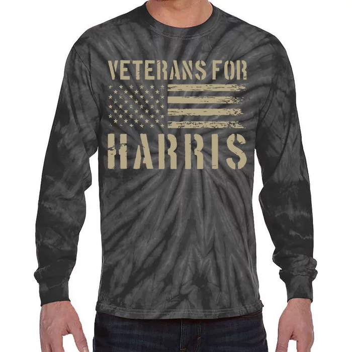 Veterans For Harris 2024 Military Vets Kamala Harris Tie-Dye Long Sleeve Shirt