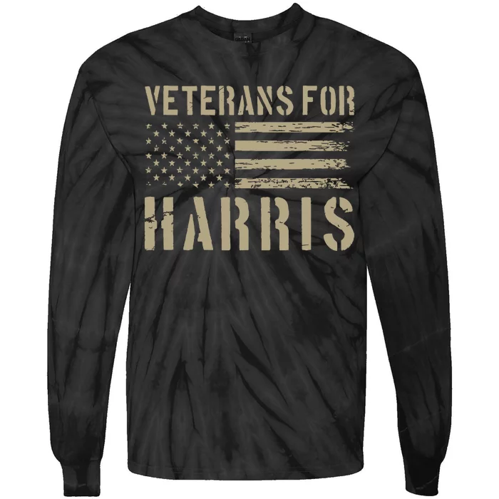 Veterans For Harris 2024 Military Vets Kamala Harris Tie-Dye Long Sleeve Shirt