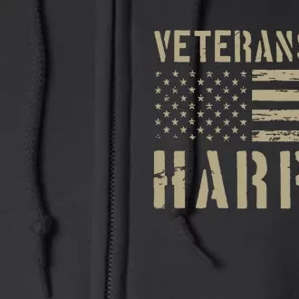 Veterans For Harris 2024 Military Vets Kamala Harris Full Zip Hoodie