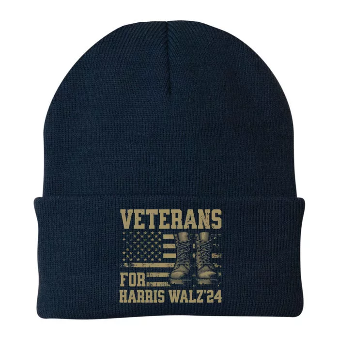 Veterans For Harris Walz Waltz 2024 Presidential Campaign Knit Cap Winter Beanie