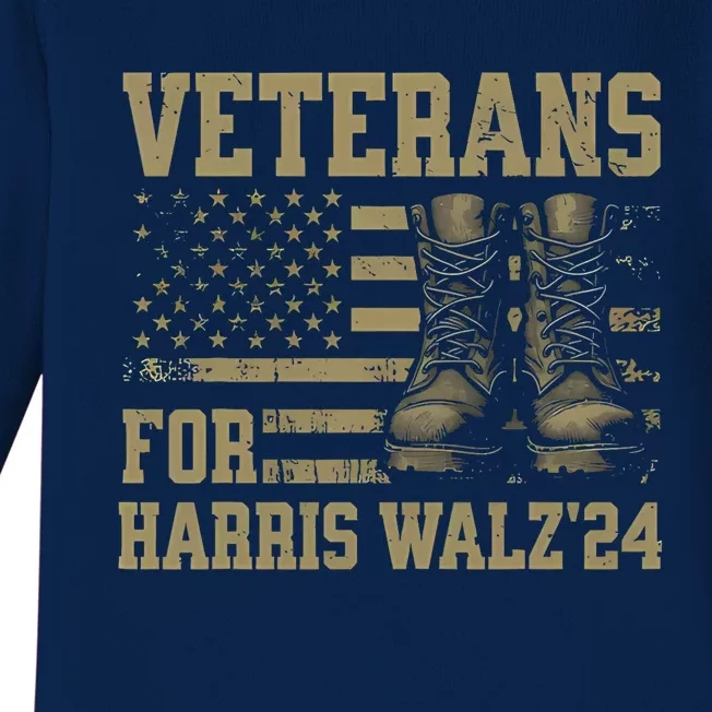 Veterans For Harris Walz Waltz 2024 Presidential Campaign Baby Long Sleeve Bodysuit