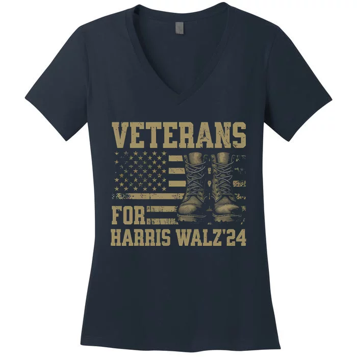 Veterans For Harris Walz Waltz 2024 Presidential Campaign Women's V-Neck T-Shirt