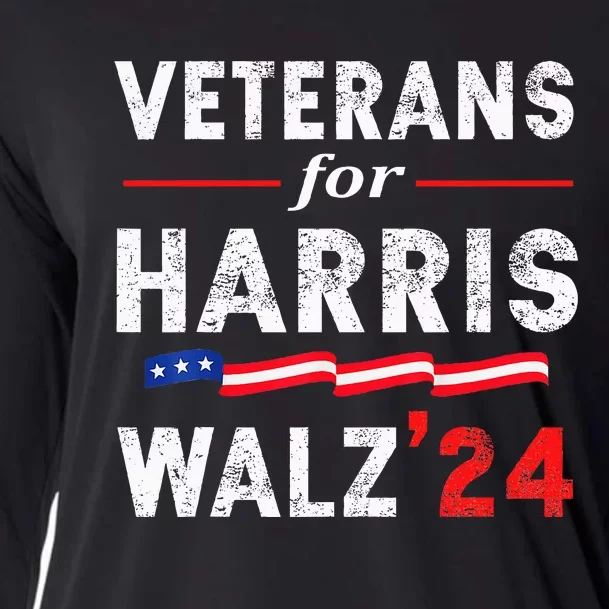 Veterans For Harris Waltz 2024 Election Vote Blue Democrat Cooling Performance Long Sleeve Crew