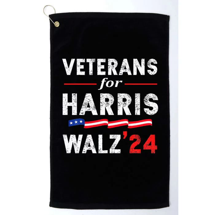 Veterans For Harris Waltz 2024 Election Vote Blue Democrat Platinum Collection Golf Towel