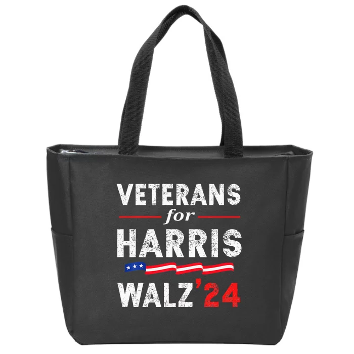 Veterans For Harris Waltz 2024 Election Vote Blue Democrat Zip Tote Bag