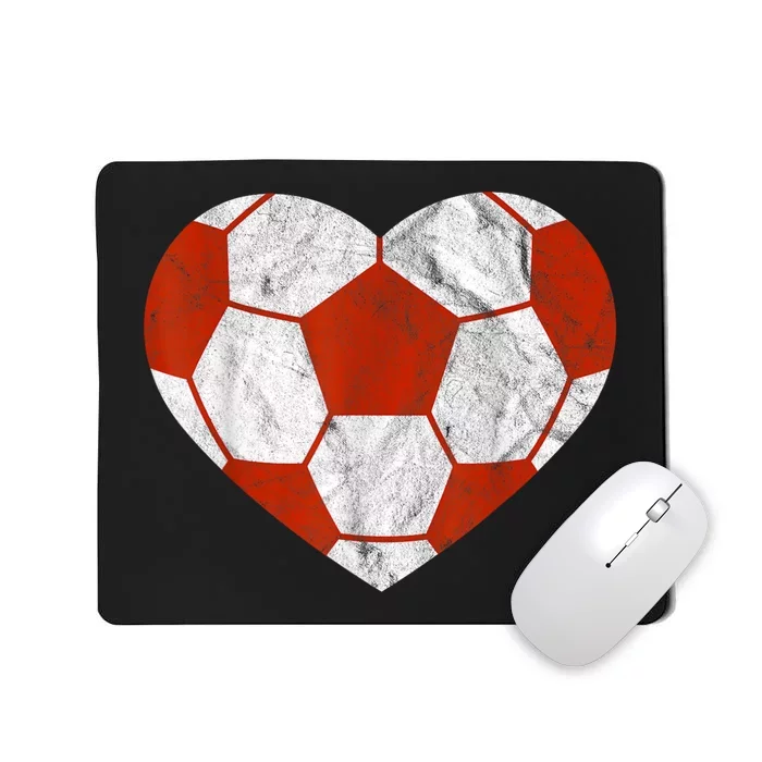 Vintage Football Heart Gift Soccer Player ValentineS Day Mousepad