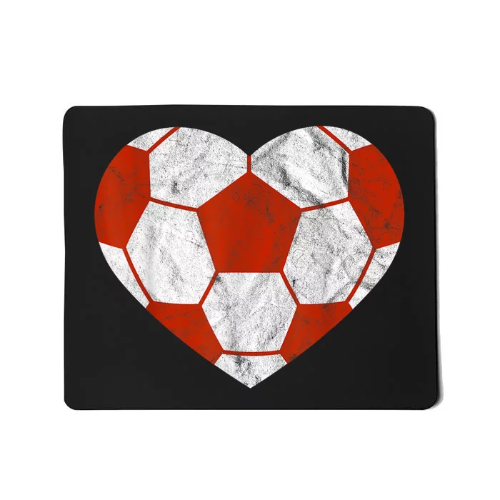 Vintage Football Heart Gift Soccer Player ValentineS Day Mousepad