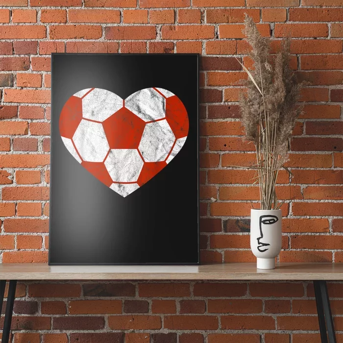 Vintage Football Heart Gift Soccer Player ValentineS Day Poster