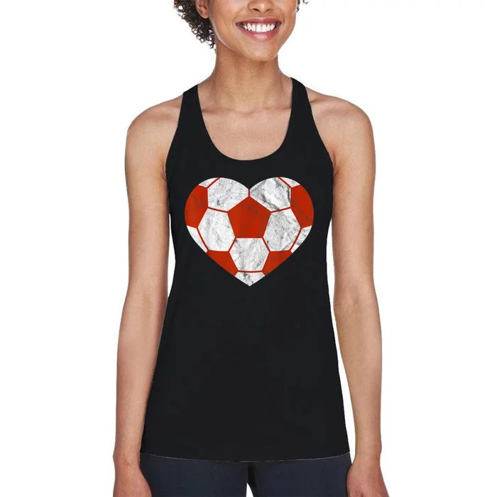 Vintage Football Heart Gift Soccer Player ValentineS Day Women's Racerback Tank