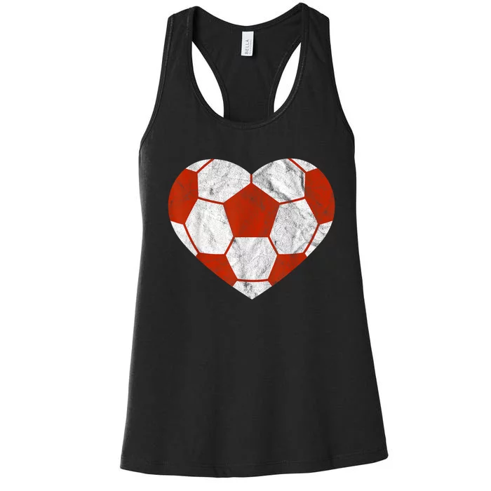 Vintage Football Heart Gift Soccer Player ValentineS Day Women's Racerback Tank