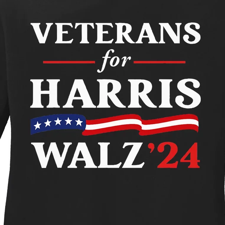 Veterans For Harris Walz 2024 Vote Tim Walz Kamala Harris Ladies Long Sleeve Shirt