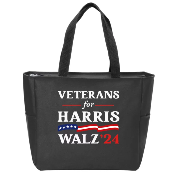 Veterans For Harris Walz 2024 Vote Tim Walz Kamala Harris Zip Tote Bag