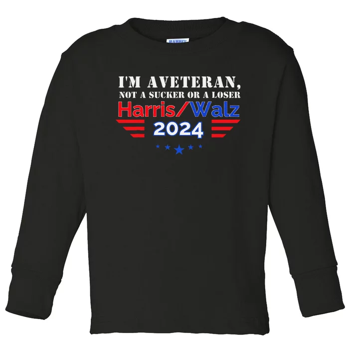 Veteran For Harris Walz For President 2024 Gift Toddler Long Sleeve Shirt