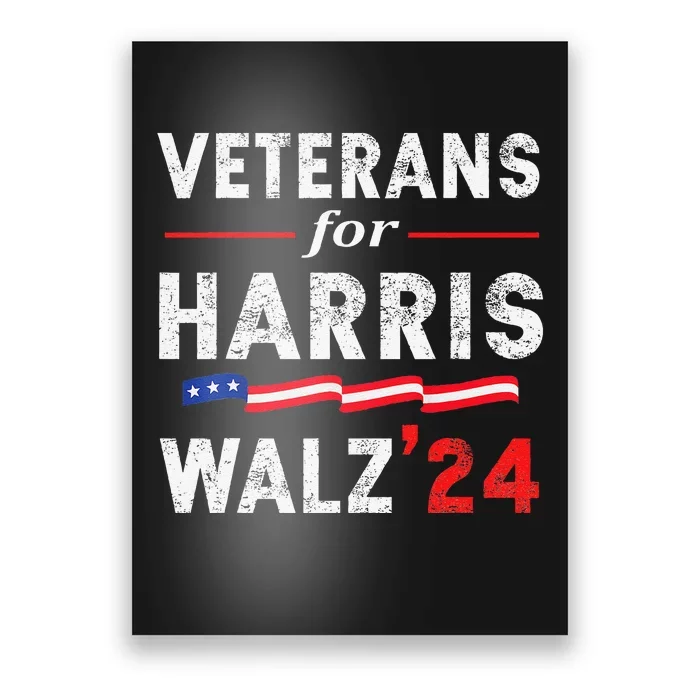 Veterans For Harris Waltz 2024 Election Vote Blue Democrat Gift Poster