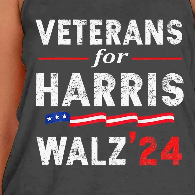 Veterans For Harris Waltz 2024 Election Vote Blue Democrat Gift Women's Knotted Racerback Tank