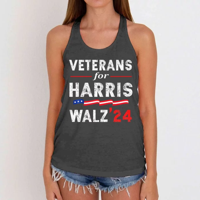 Veterans For Harris Waltz 2024 Election Vote Blue Democrat Gift Women's Knotted Racerback Tank