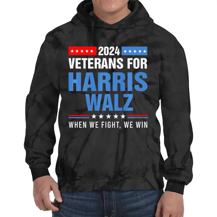 Veterans For Harris Walz 2024 Presidential Campaign Tie Dye Hoodie