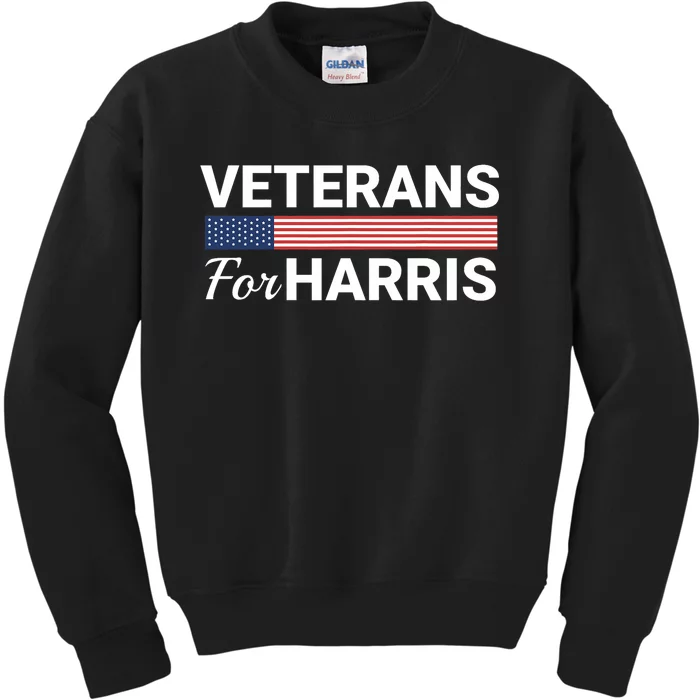 Veterans For Harris 2024 Military Vets Kamala Harris Kids Sweatshirt