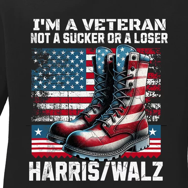 Veteran For Harris Walz For President 2024 Ladies Long Sleeve Shirt