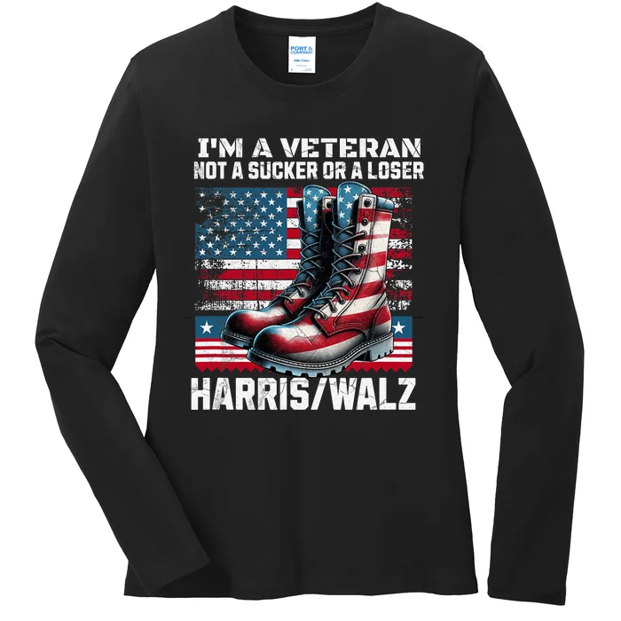 Veteran For Harris Walz For President 2024 Ladies Long Sleeve Shirt