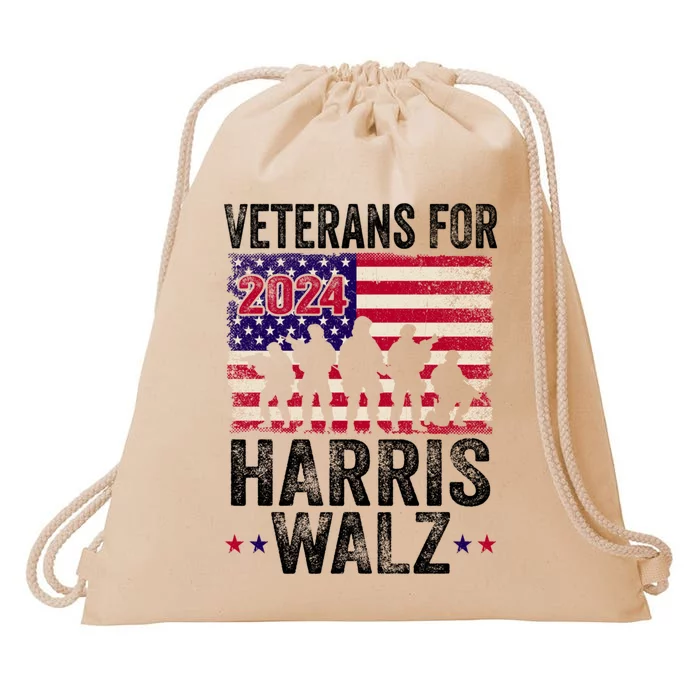 Veterans For Harris Waltz 2024 Comma La Kamala Usa Flag Drawstring Bag