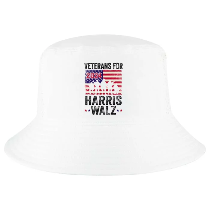 Veterans For Harris Waltz 2024 Comma La Kamala Usa Flag Cool Comfort Performance Bucket Hat