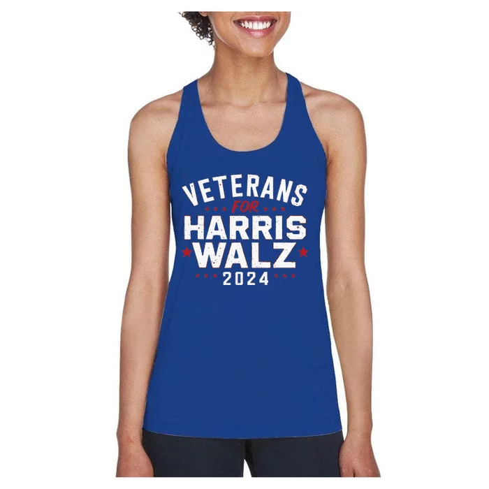 Veterans For Harris Waltz 2024 Election Vote Blue Democrat Women's Racerback Tank