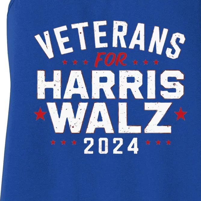 Veterans For Harris Waltz 2024 Election Vote Blue Democrat Women's Racerback Tank